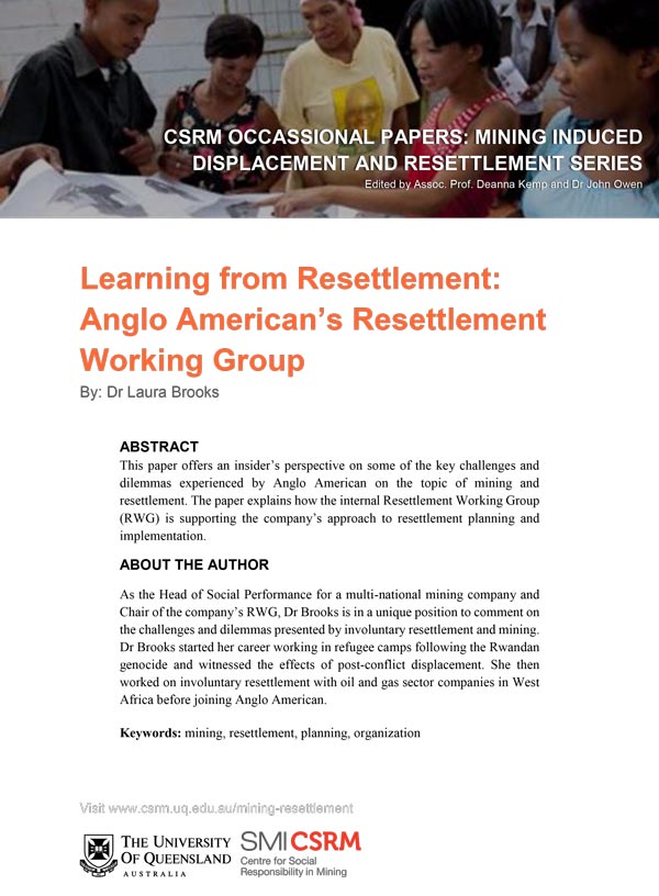 Learning from Resettlement: Anglo American’s Resettlement Working Group